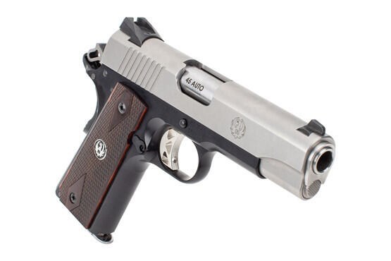 Ruger SR1911 Commander-Style .45 ACP Pistol features a stainless steel slide and black alloy frame